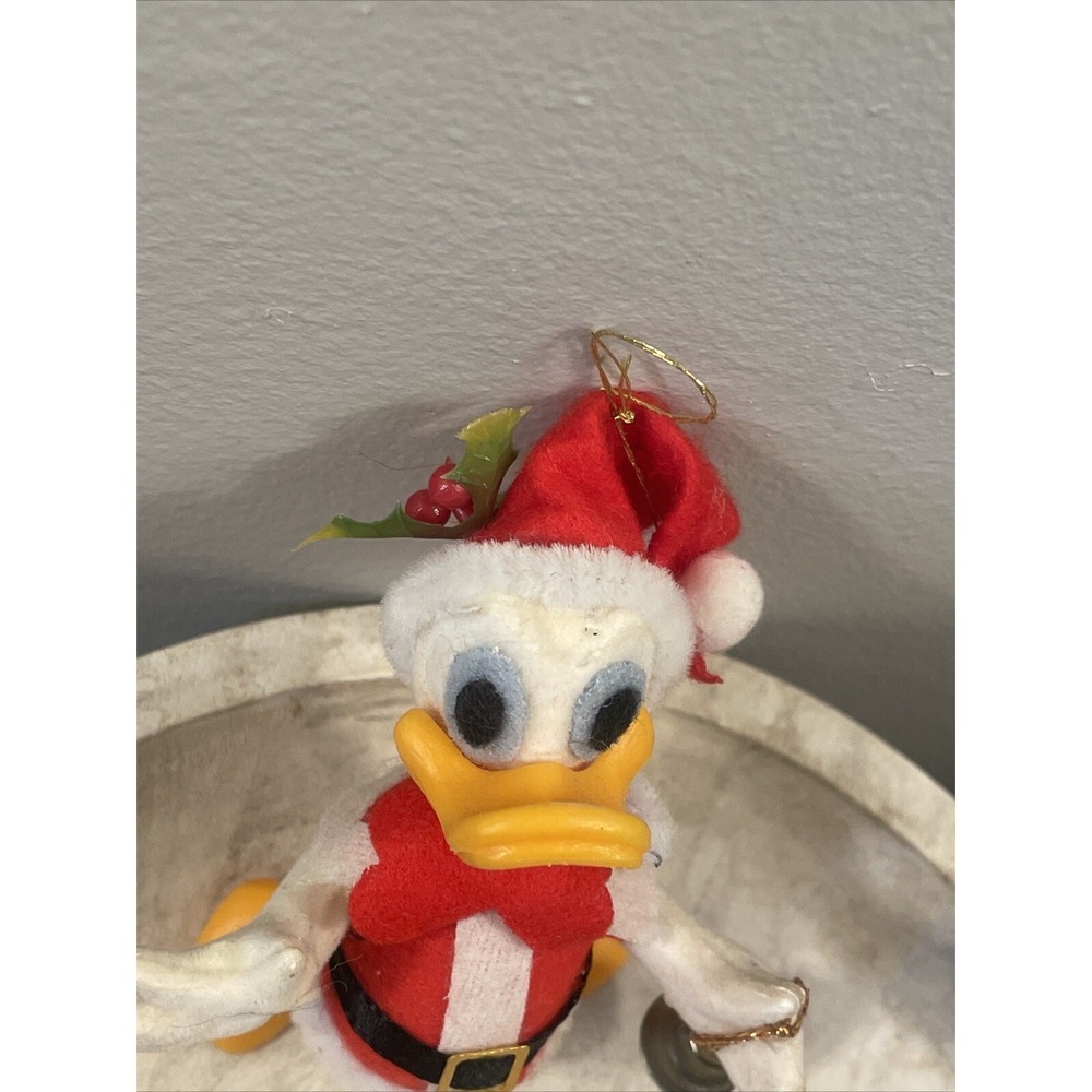 Vintage Santa's World Flocked Donald Duck Christmas Ornament - Picture 3 of 7